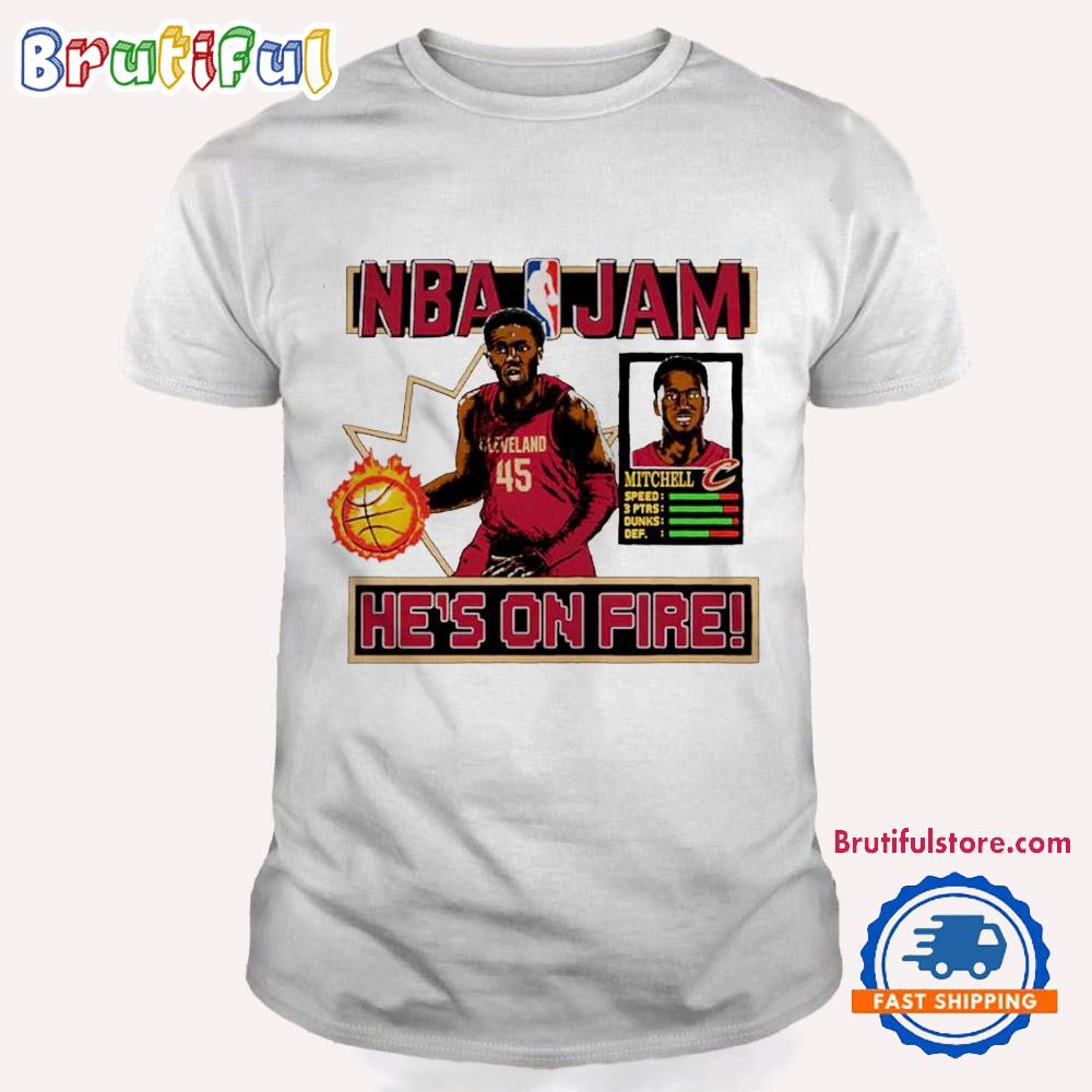Donovan Mitchell Cleveland Cavaliers he’s on fire NBA Jam T Shirt