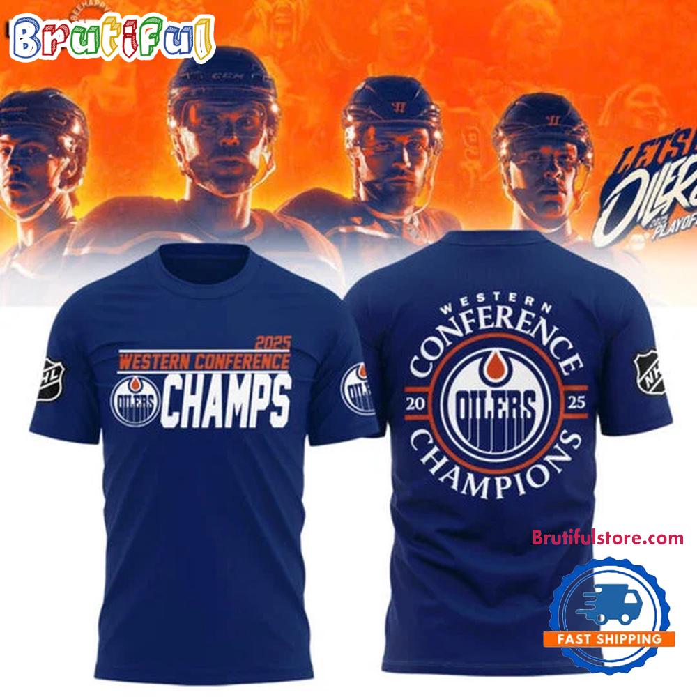 Edmonton Oilers 2025 Western Conference Champions 3D Printed T Shirt
