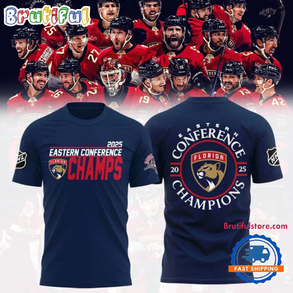 FLORIDA PANTHERS 2025 Eastern Conference Champions Team Logo Limited Edition T Shirt