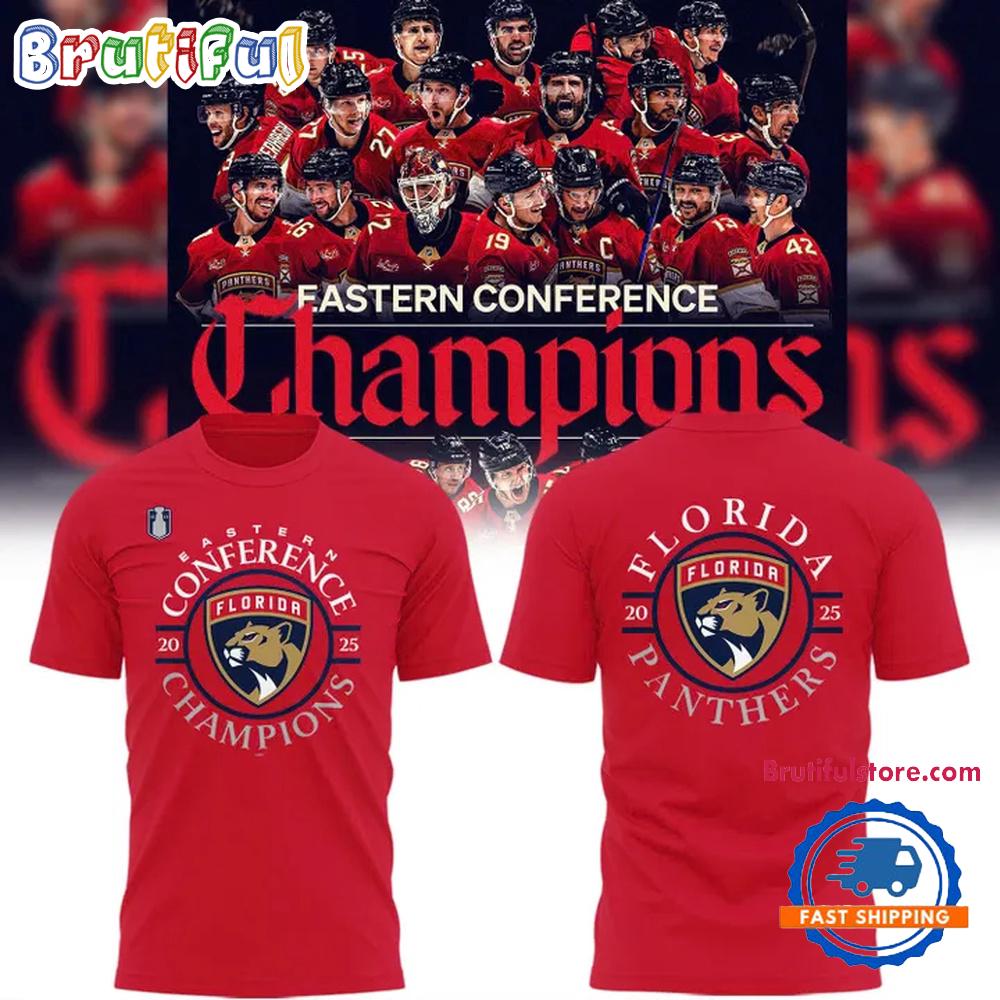 Florida Panthers 2025 Eastern Conference Champs 3D Printed T Shirt