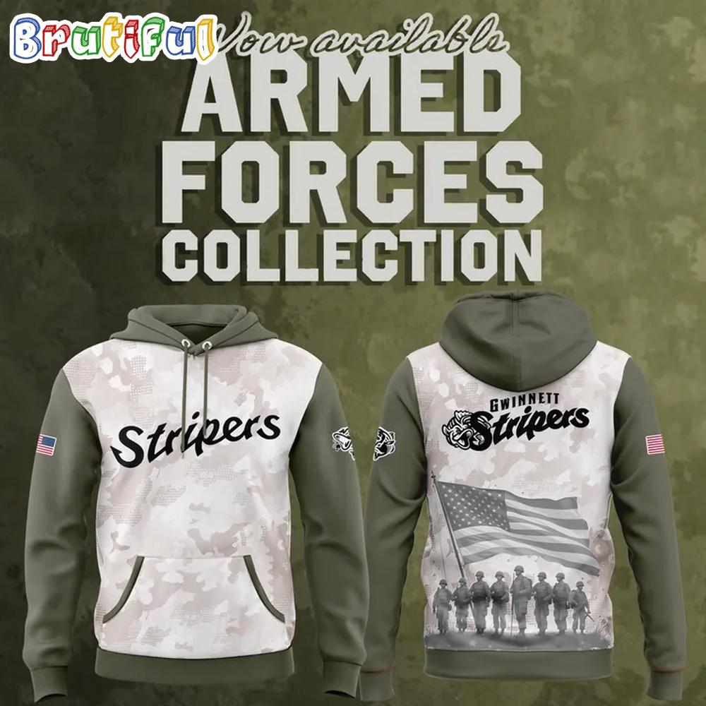 Gwinnett Stripers Special New Beige Olive 2025 Memorial Day Hoodie Shirt