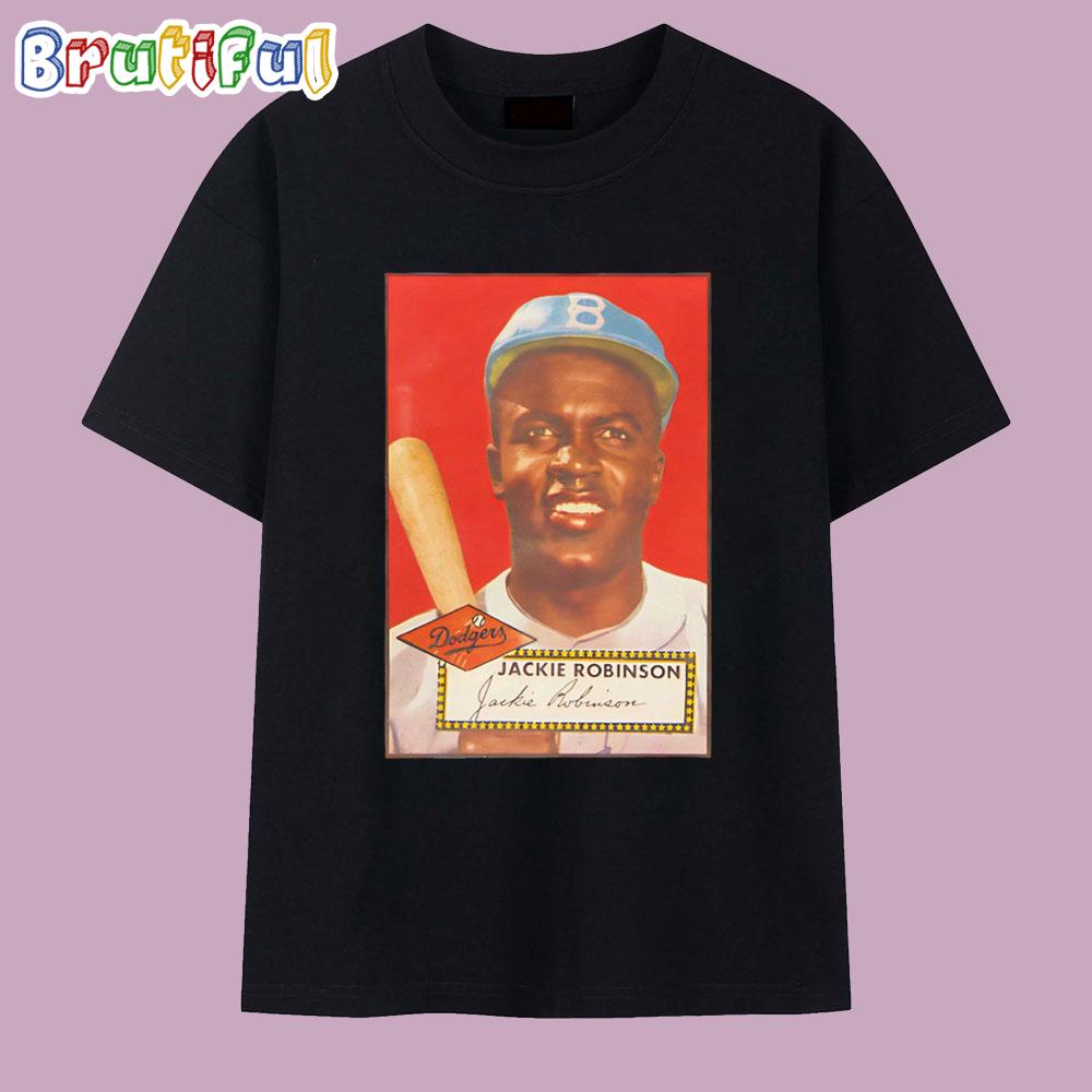 Jackie Robinson Brooklyn Dodgers 1952 Baseball Card Player T Shirt
