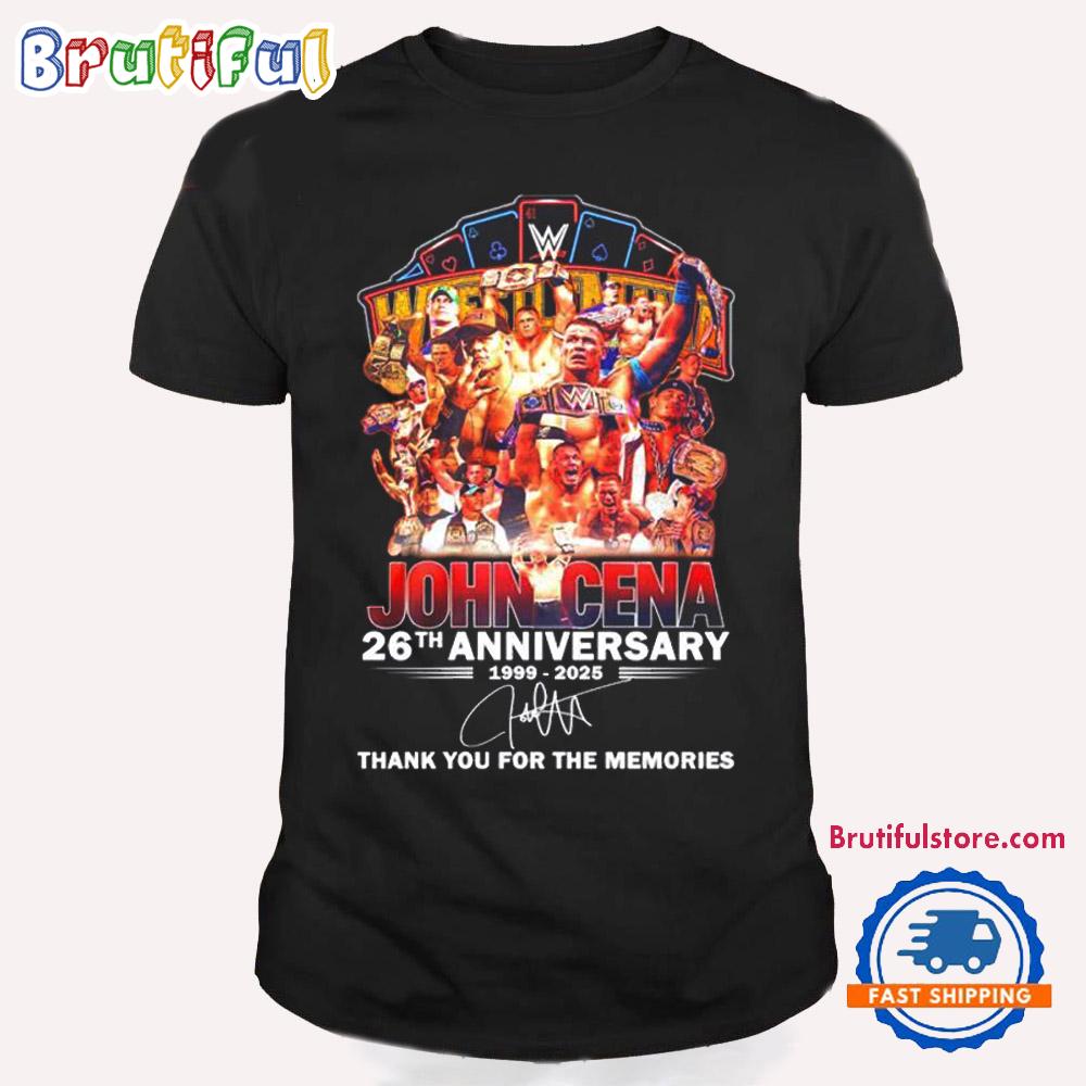 John Cena 26th Anniversary 1999 2025 Thank You Signture T Shirt