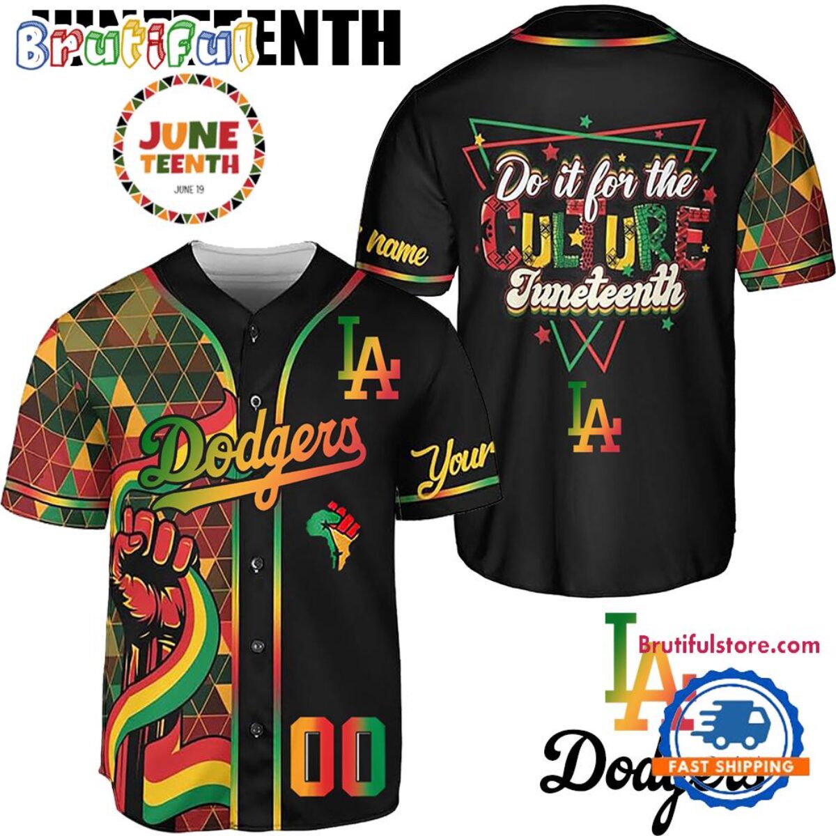 Juneteenth Day x Los Angeles Dodgers 2025 Baseball Jersey Shirt