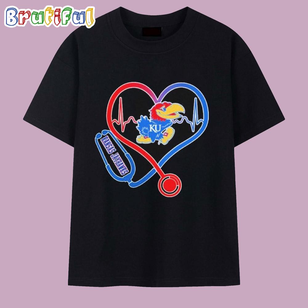 Kansas Jayhawks Caring Hearts Nurse T Shirt