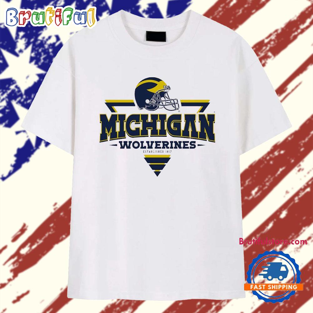 Michigan Wolverines Football Triangle Helmet T Shirt