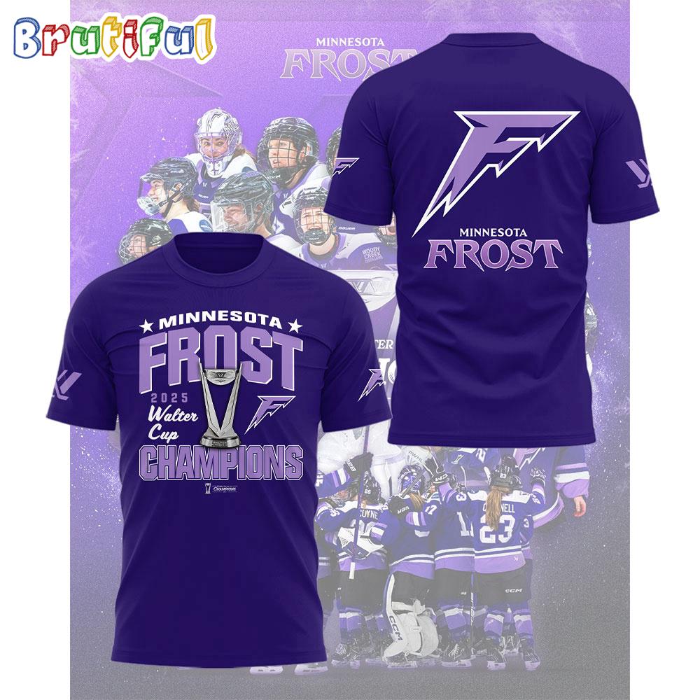 Minnesota Frost 2025 PWHL Walter Cup Champions Logo Team 3D Shirt