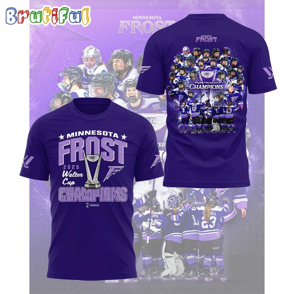 Minnesota Frost 2025 PWHL Walter Cup Champions New 3D Shirt