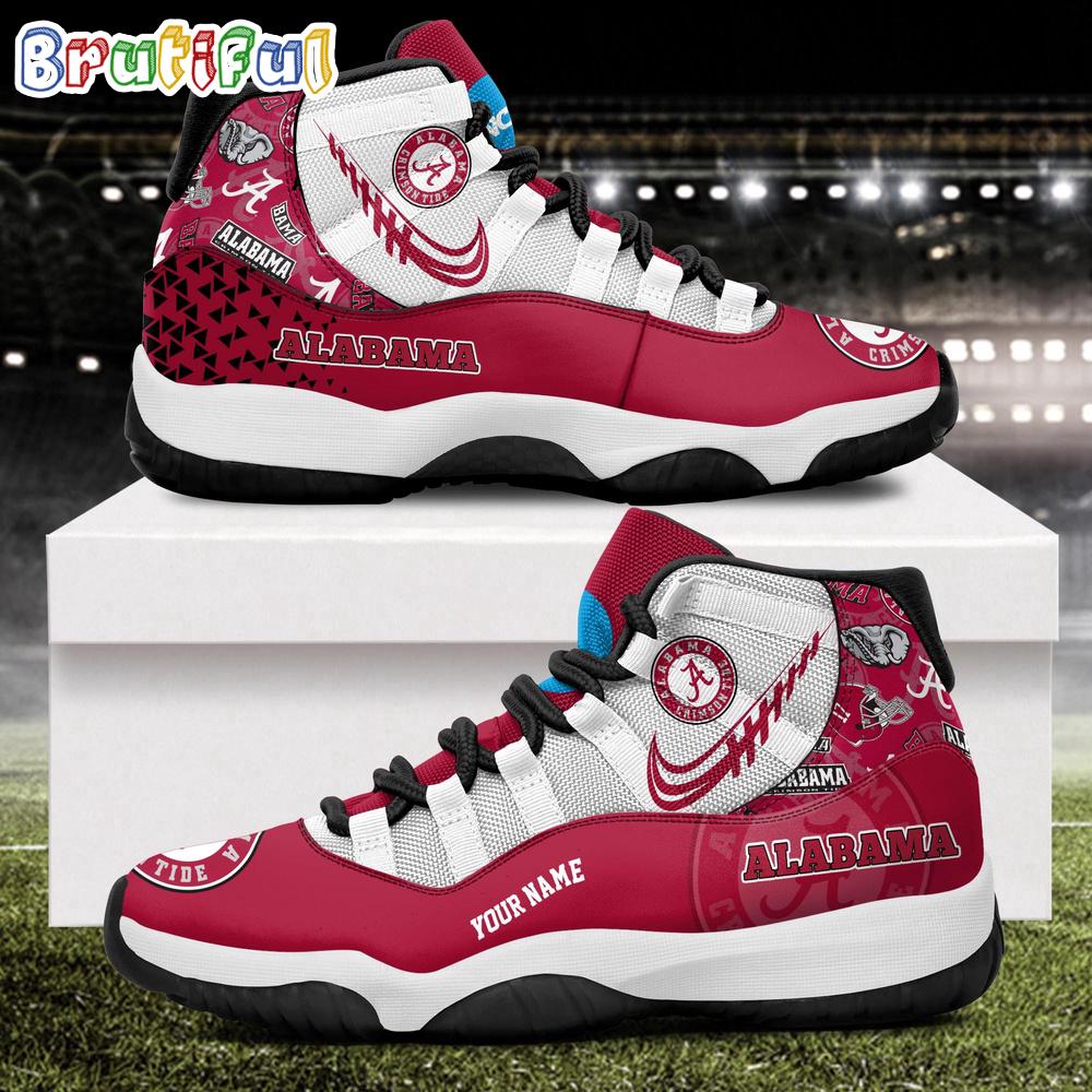 NCAA Alabama Crimson Tide Sport Logo Team Personalized Air Jordan 11 Shoes