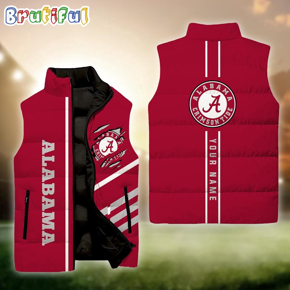 NCAA Alabama Crimson Tide Sport Team Personalized Sleeveless Down Puffer Jacket