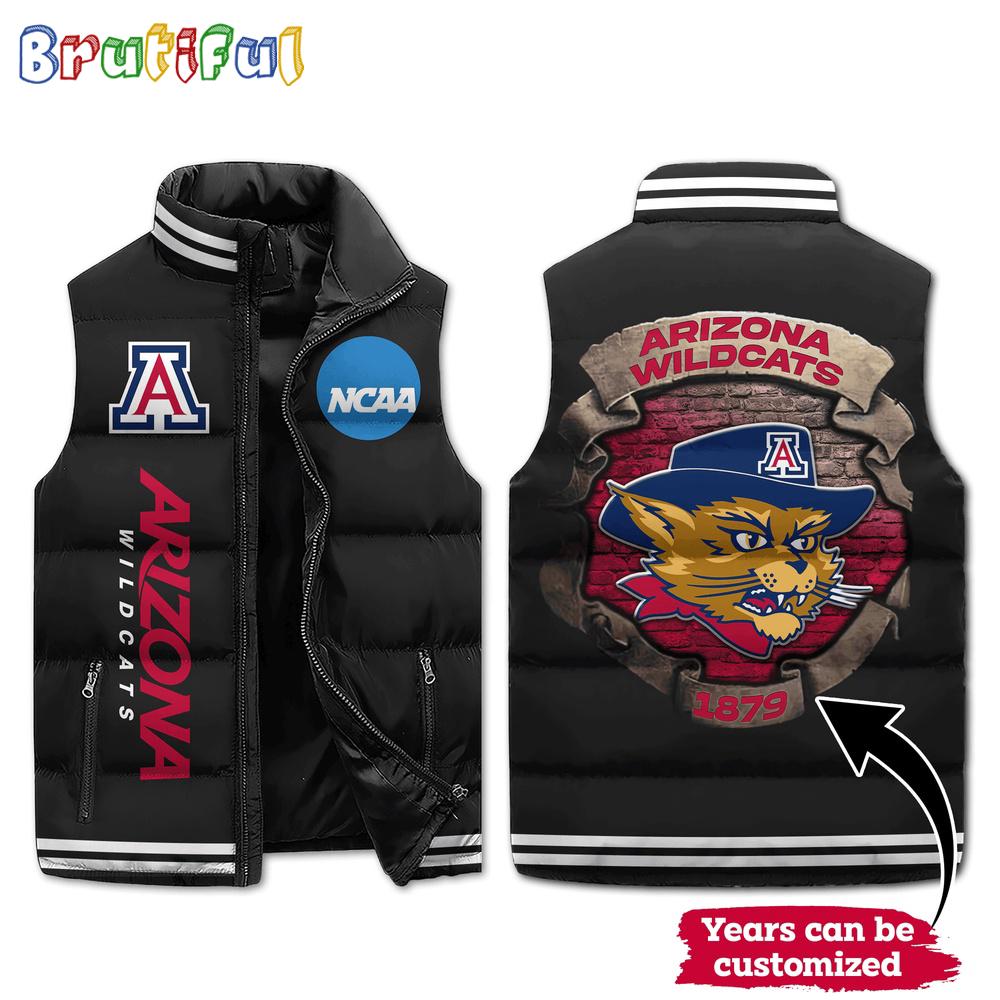 NCAA Arizona Wildcats Mascot Sporty Design Sleeveless Puffer Jacket