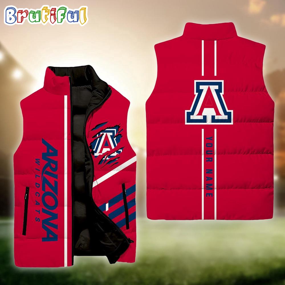 NCAA Arizona Wildcats Sport Team Personalized Sleeveless Down Puffer Jacket