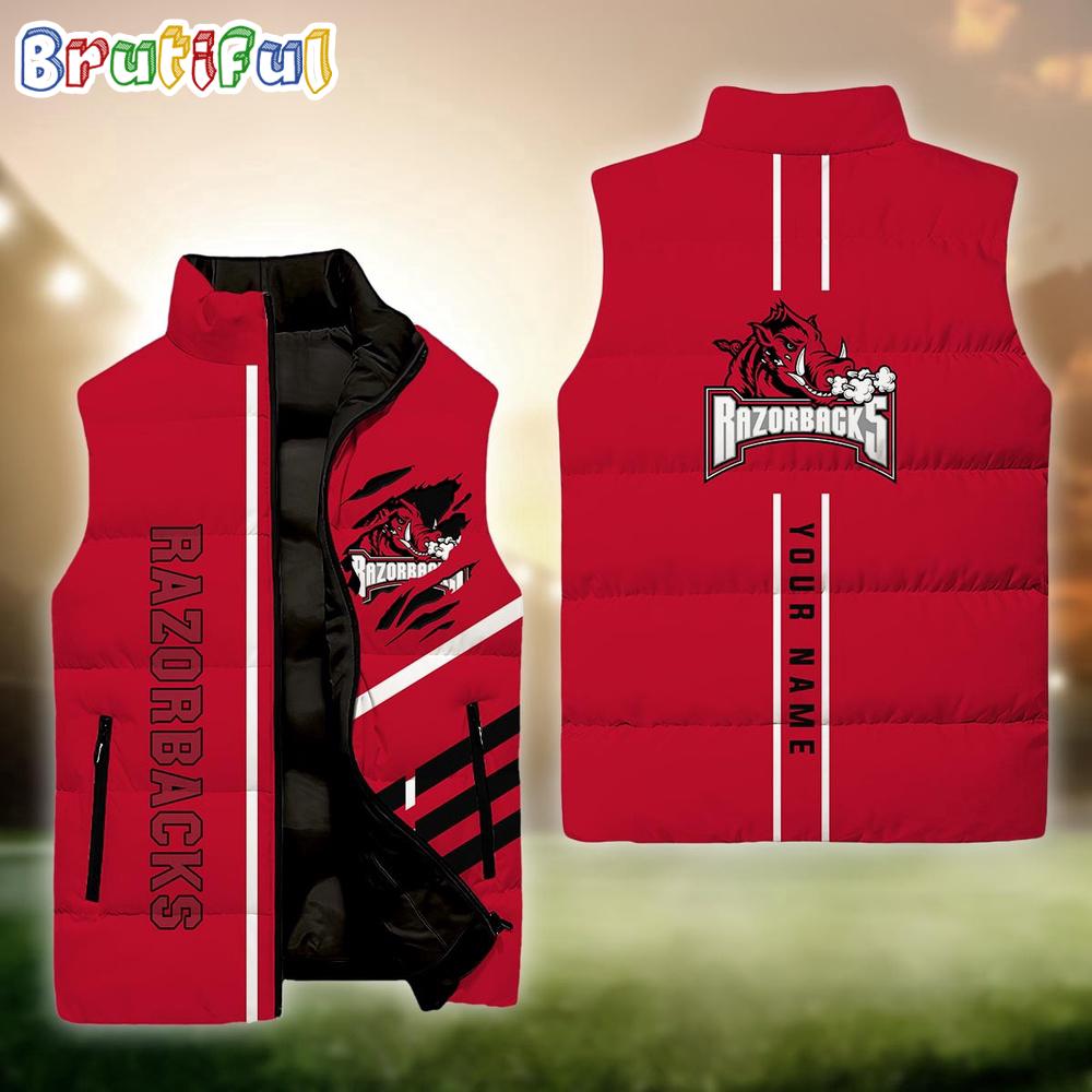 NCAA Arkansas Razorbacks Sport Team Personalized Sleeveless Down Puffer Jacket