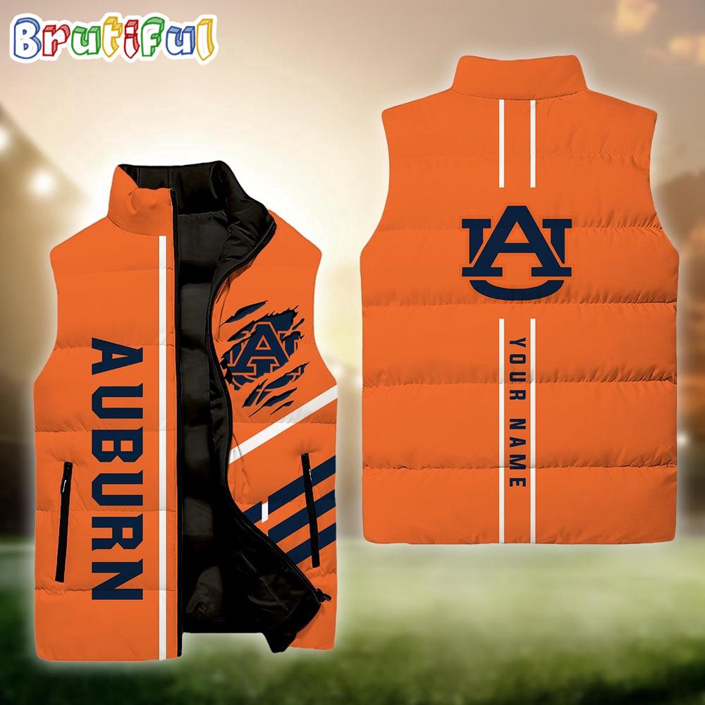 NCAA Auburn Tigers Sport Team Personalized Sleeveless Down Puffer Jacket