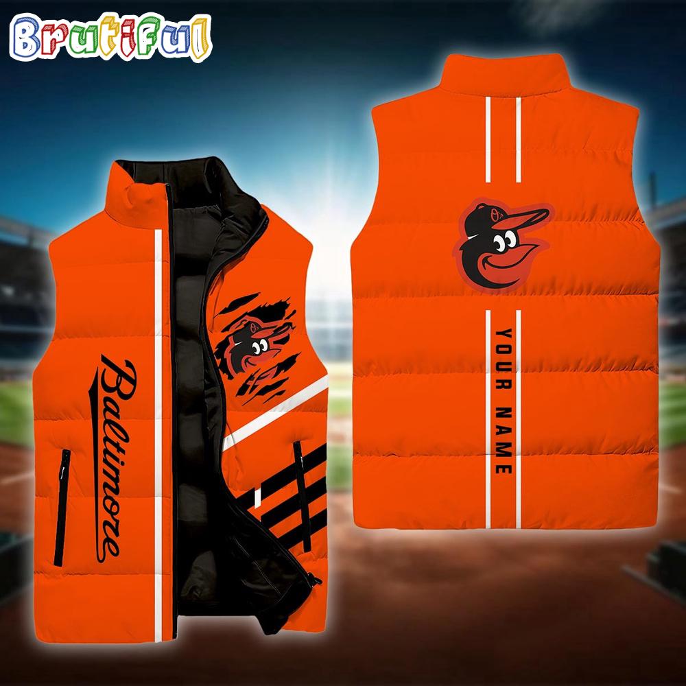 NCAA Baltimore Orioles Sport Team Personalized Sleeveless Down Puffer Jacket