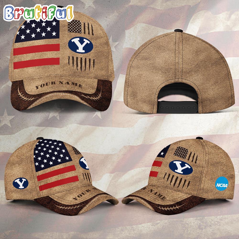 NCAA BYU Cougars Sport Team Pesonalized American Flag Baseball Cap