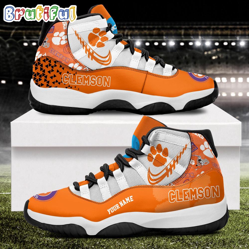 NCAA Clemson Tigers Sport Logo Team Personalized Air Jordan 11 Shoes