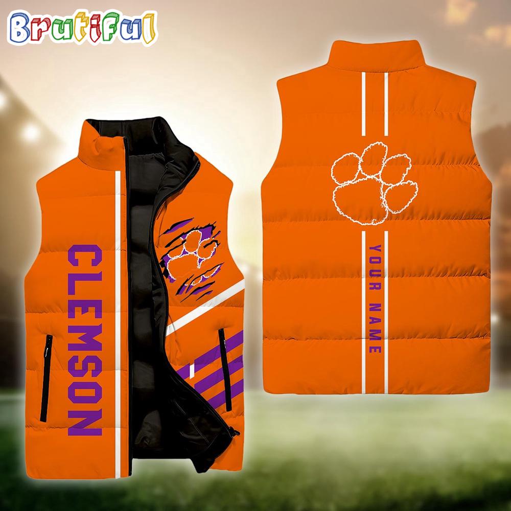 NCAA Clemson Tigers Sport Team Personalized Sleeveless Down Puffer Jacket