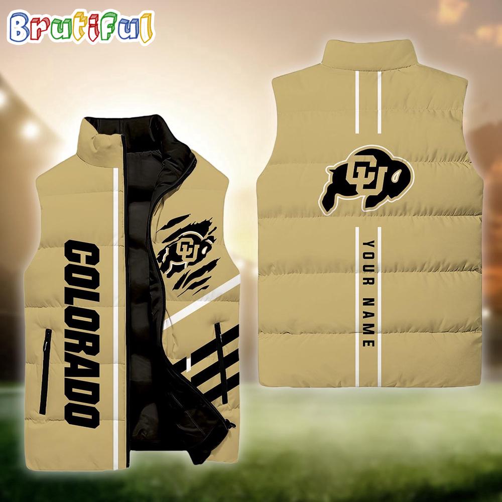 NCAA Colorado Buffaloes Sport Team Personalized Sleeveless Down Puffer Jacket