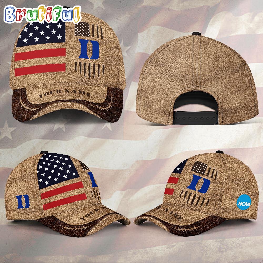 NCAA Duke Blue Devils Sport Team Pesonalized American Flag Baseball Cap
