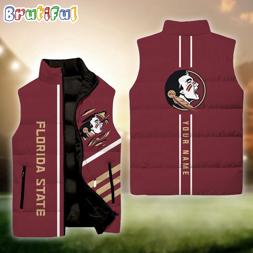 NCAA Florida State Seminoles Sport Team Personalized Sleeveless Down Puffer Jacket
