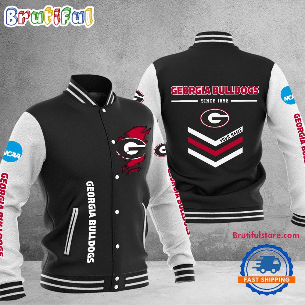 NCAA Georgia Bulldogs Personalized Sporty Varsity Baseball Jacket