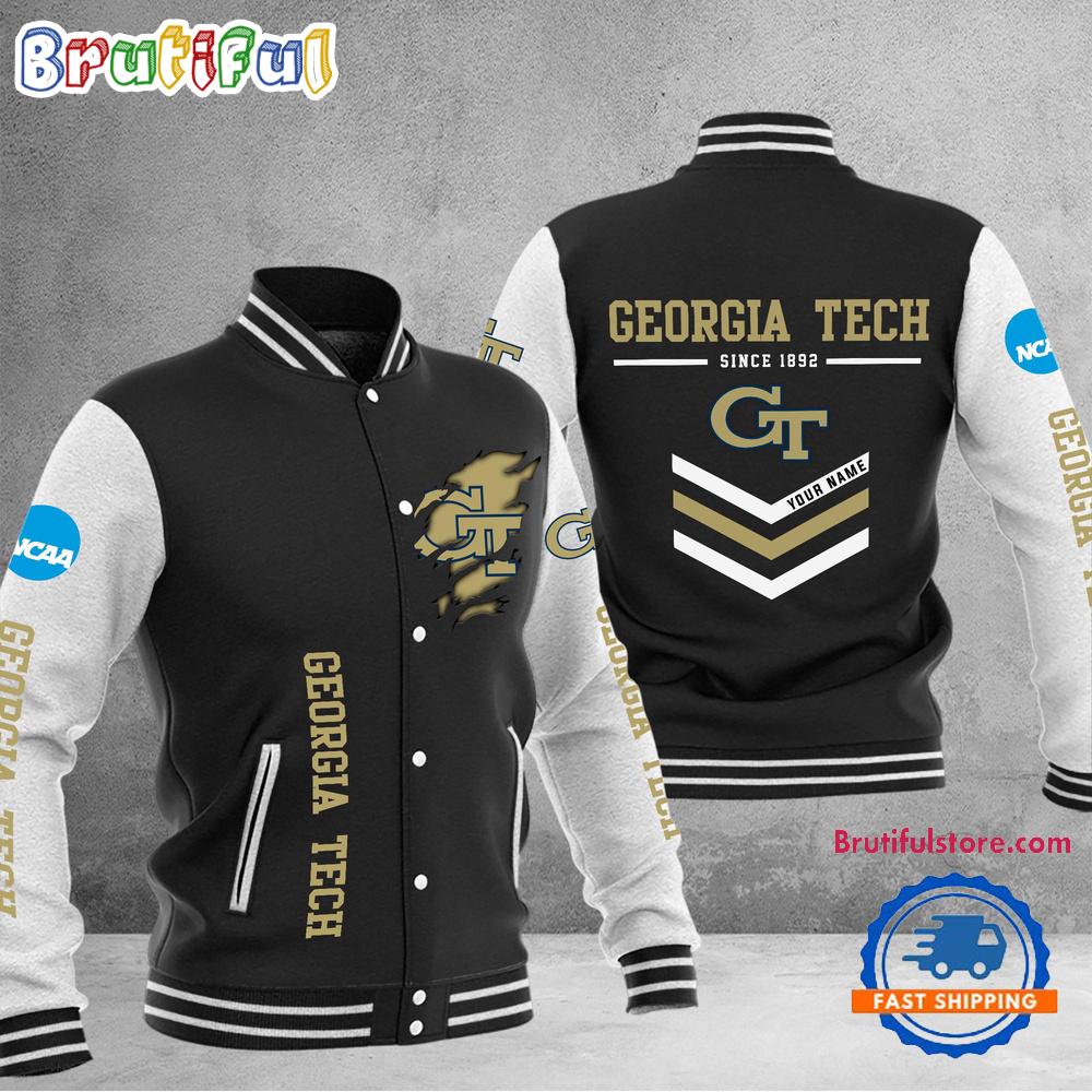 NCAA Georgia Tech Yellow Jackets Personalized Sporty Varsity Baseball Jacket