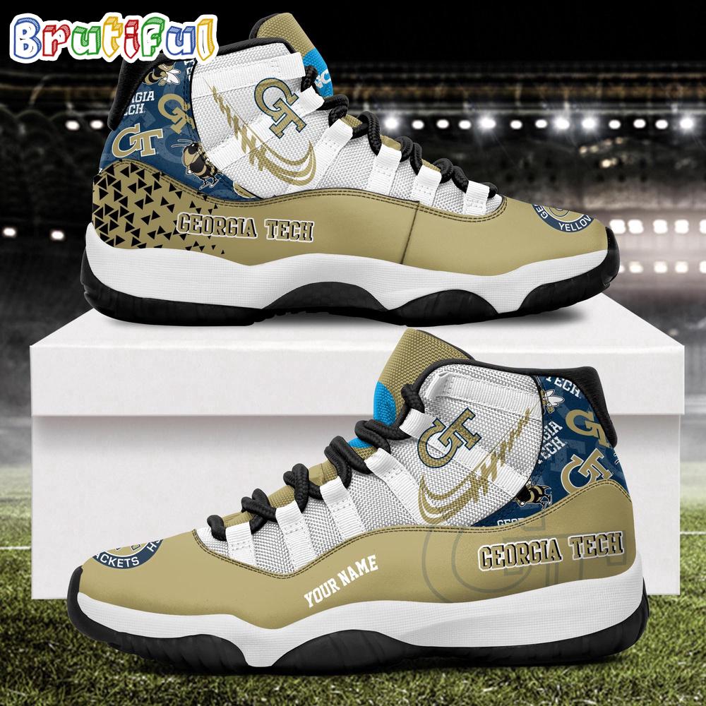 NCAA Georgia Tech Yellow Jackets Sport Logo Team Personalized Air Jordan 11 Shoes