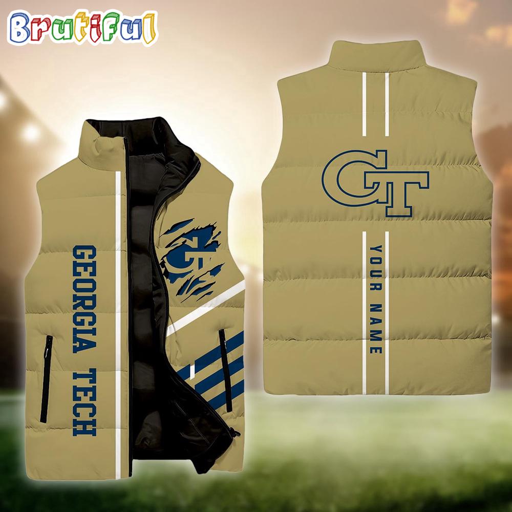 NCAA Georgia Tech Yellow Jackets Sport Team Personalized Sleeveless Down Puffer Jacket
