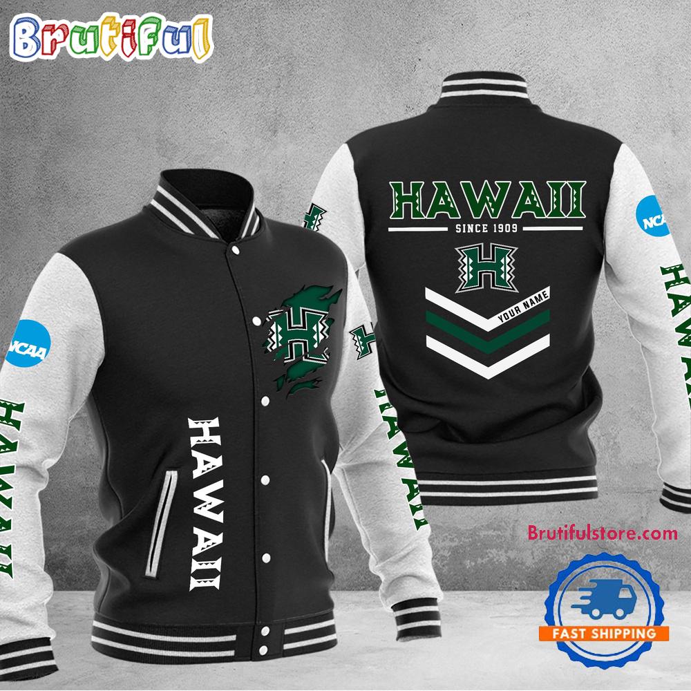 NCAA Hawaii Rainbow Warriors Personalized Sporty Varsity Baseball Jacket