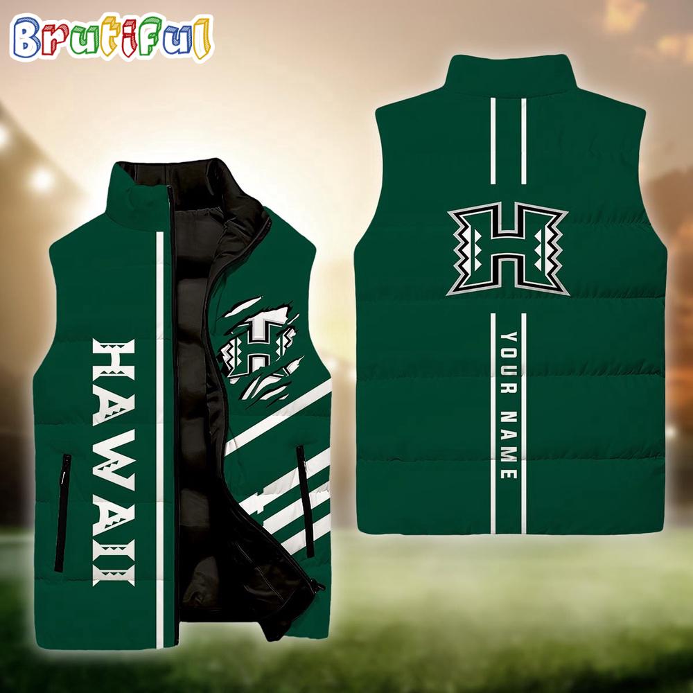 NCAA Hawaii Rainbow Warriors Sport Team Personalized Sleeveless Down Puffer Jacket