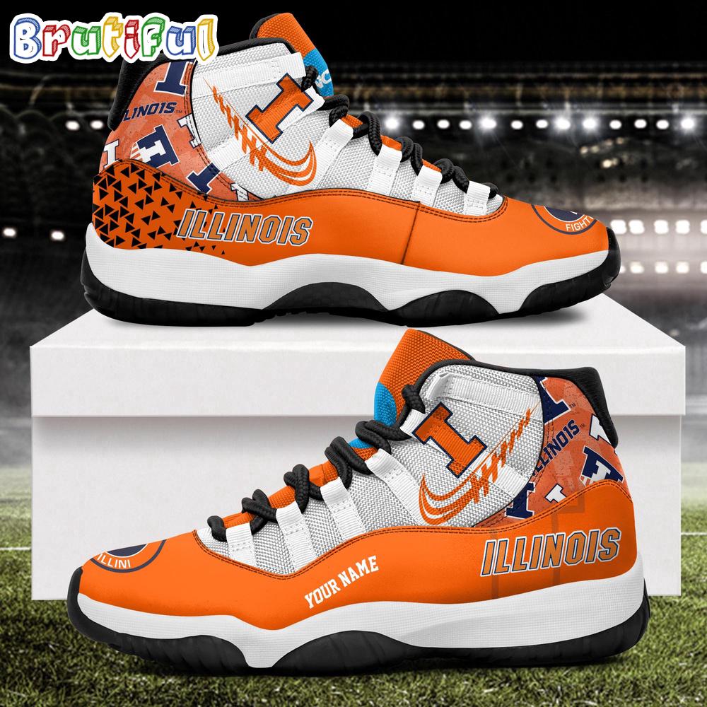 NCAA Illinois Fighting Illini Sport Logo Team Personalized Air Jordan 11 Shoes