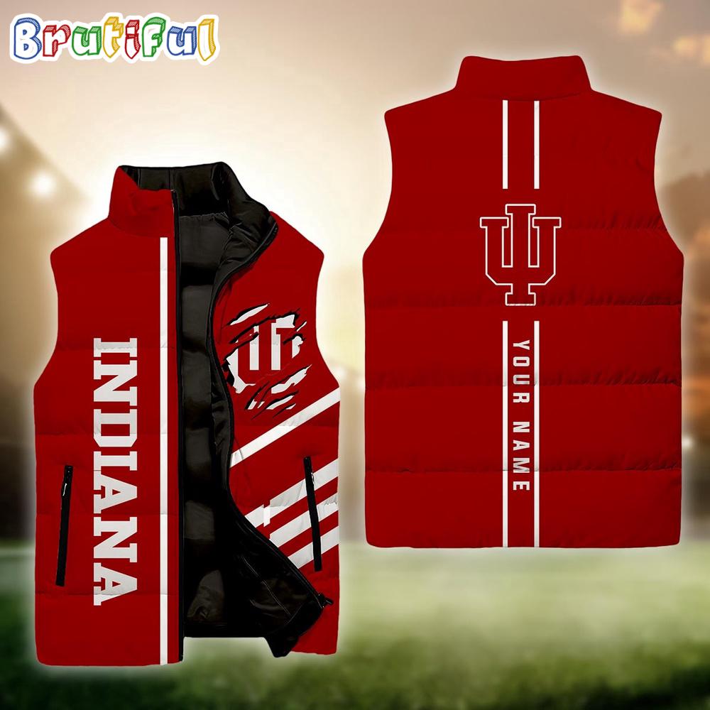 NCAA Indiana Hoosiers Sport Team Personalized Sleeveless Down Puffer Jacket