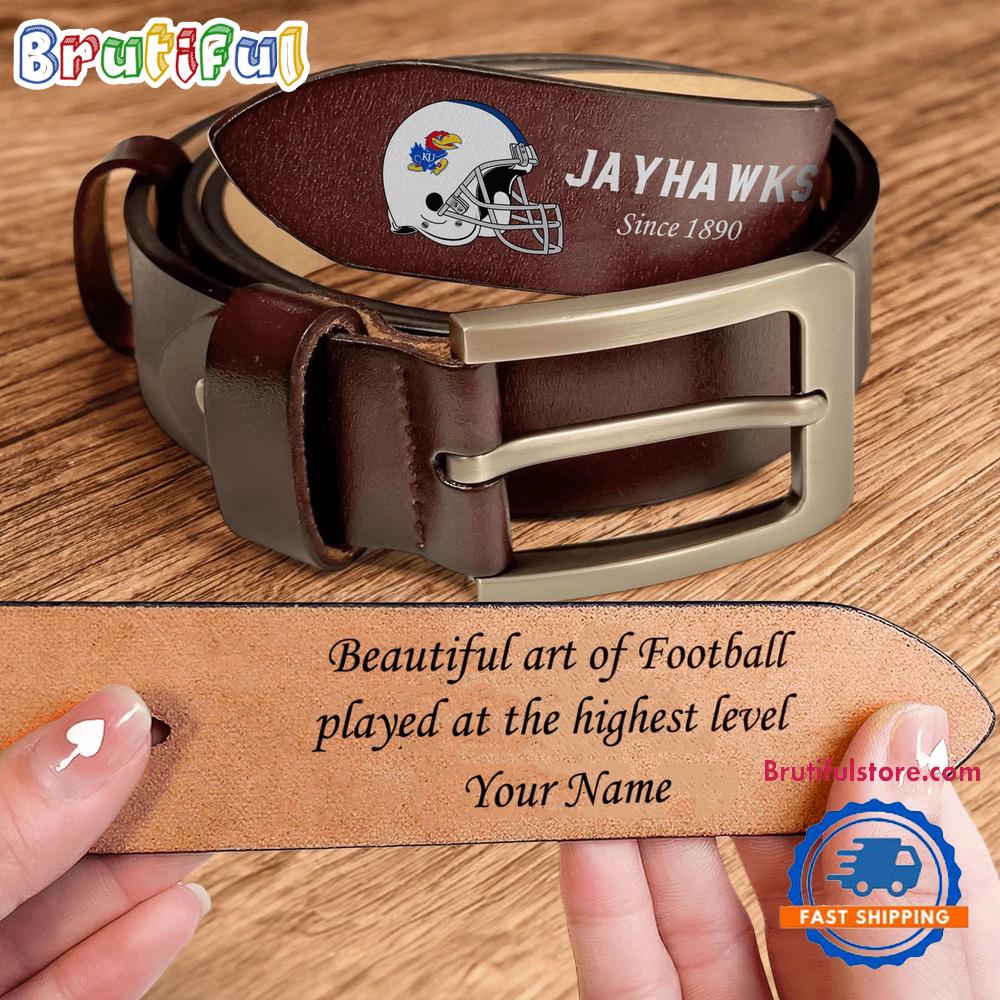 NCAA Kansas Jayhawks Sport Logo Helmets Men's Leather Belt