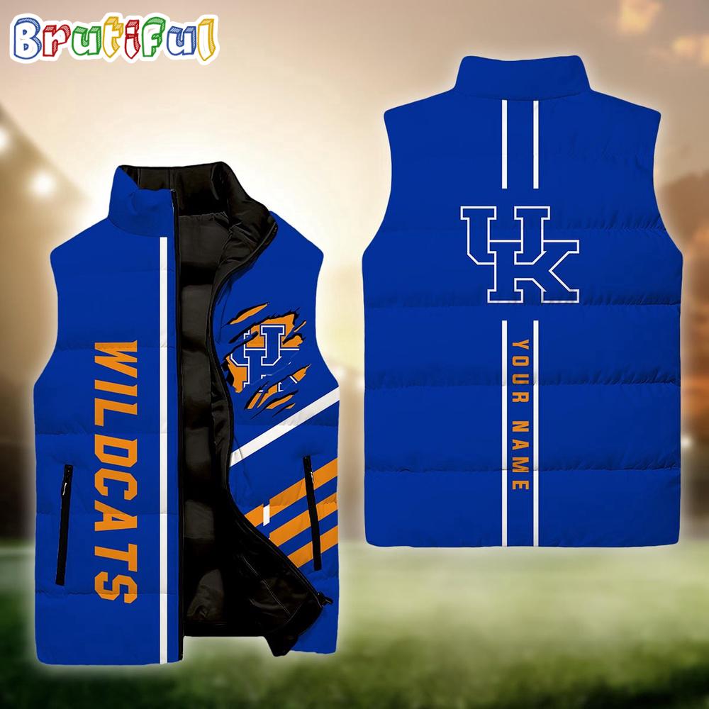 NCAA Kentucky Wildcats Sport Team Personalized Sleeveless Down Puffer Jacket