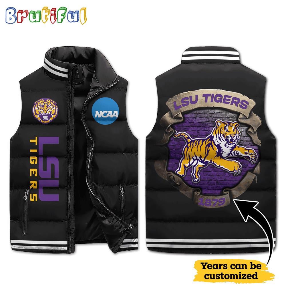 NCAA LSU Tigers Mascot Sporty Design Sleeveless Puffer Jacket