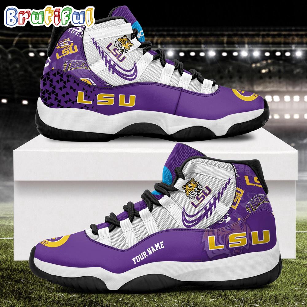 NCAA LSU Tigers Sport Logo Team Personalized Air Jordan 11 Shoes