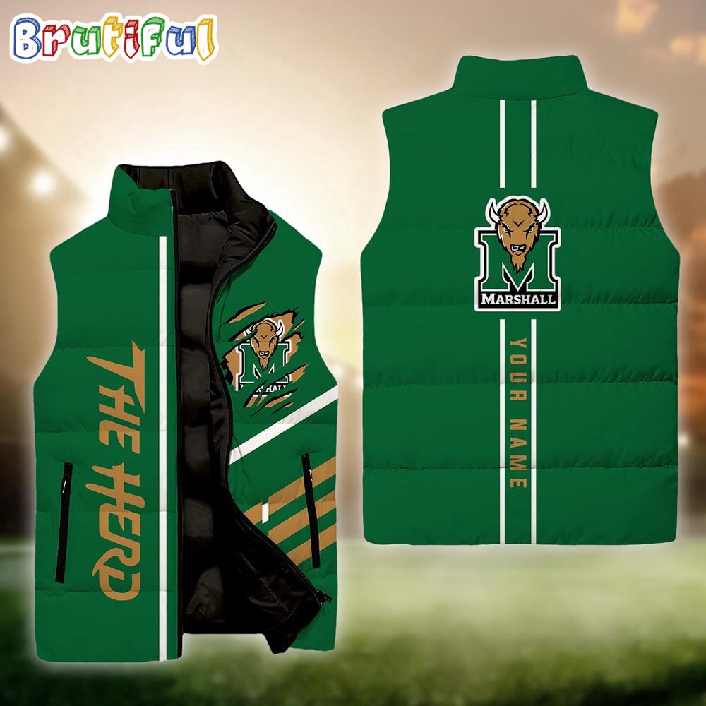 NCAA Marshall Thundering Herd Sport Team Personalized Sleeveless Down Puffer Jacket
