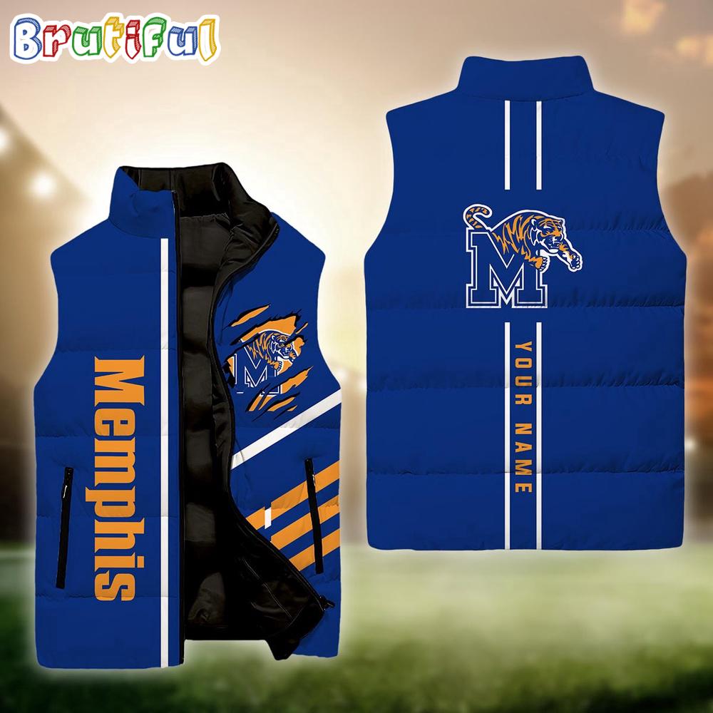 NCAA Memphis Tigers Sport Team Personalized Sleeveless Down Puffer Jacket