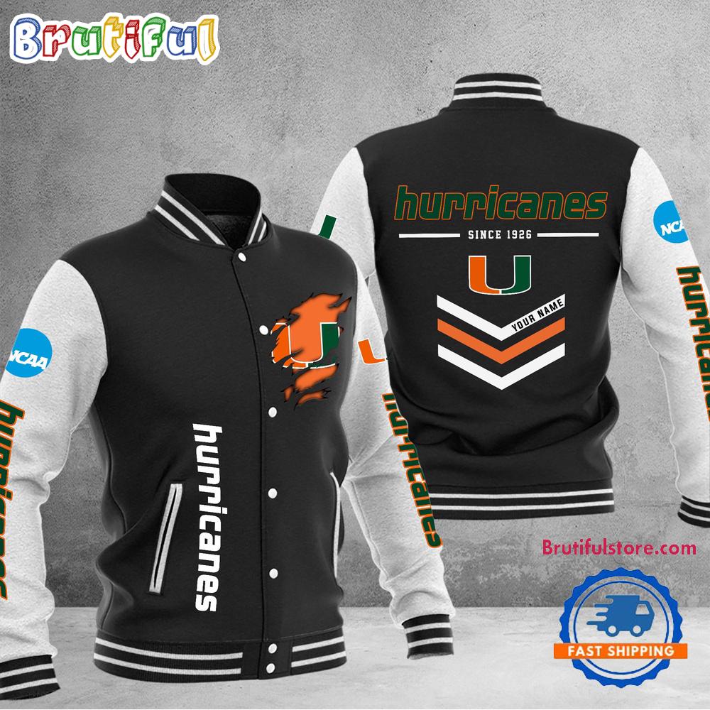 NCAA Miami Hurricanes Personalized Sporty Varsity Baseball Jacket