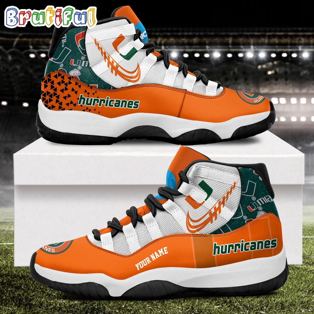 NCAA Miami Hurricanes Sport Logo Team Personalized Air Jordan 11 Shoes