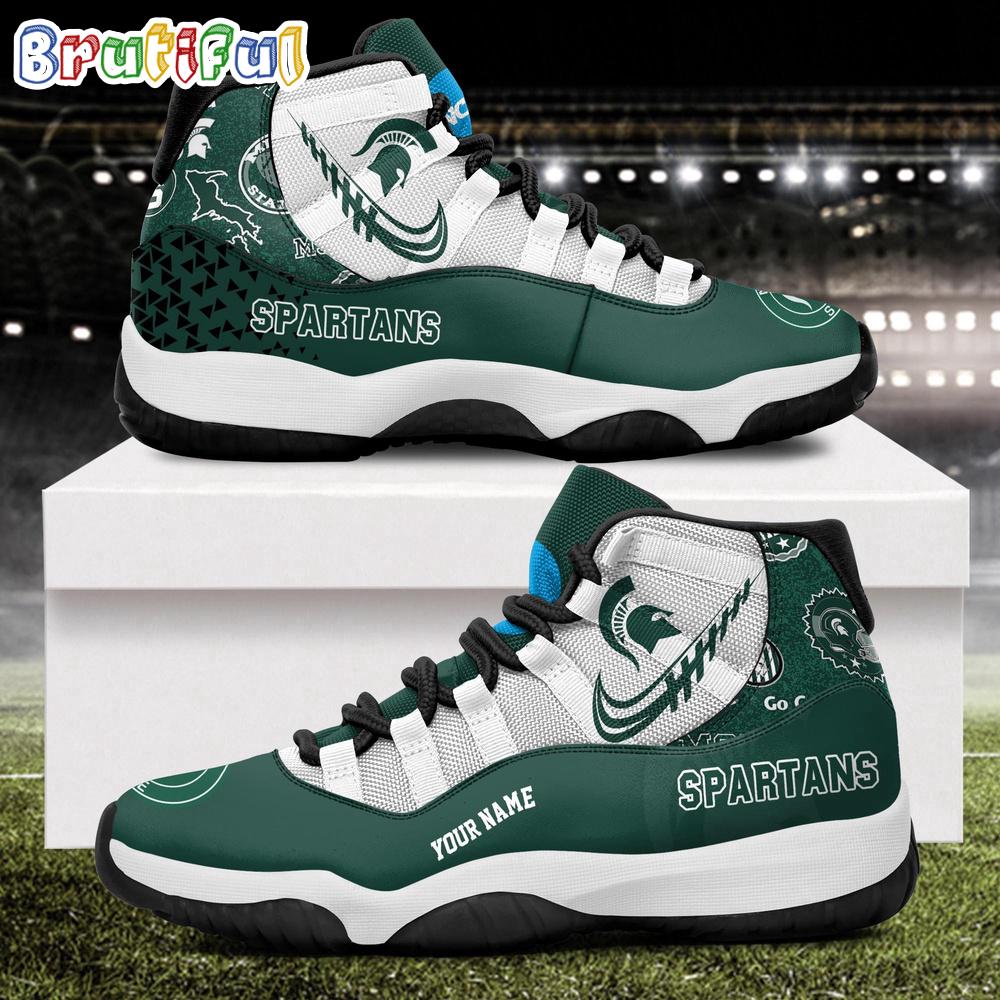NCAA Michigan State Spartans Sport Logo Team Personalized Air Jordan 11 Shoes