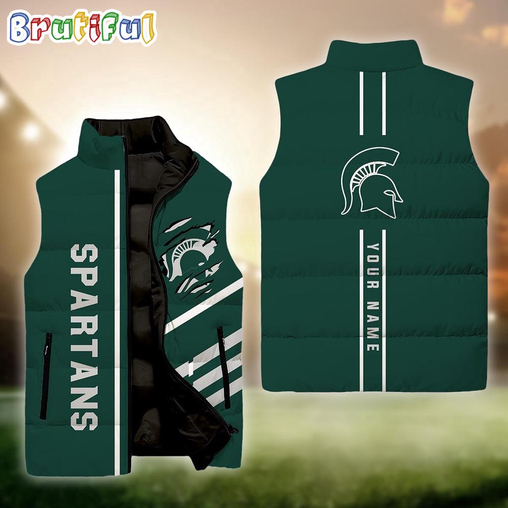 NCAA Michigan State Spartans Sport Team Personalized Sleeveless Down Puffer Jacket