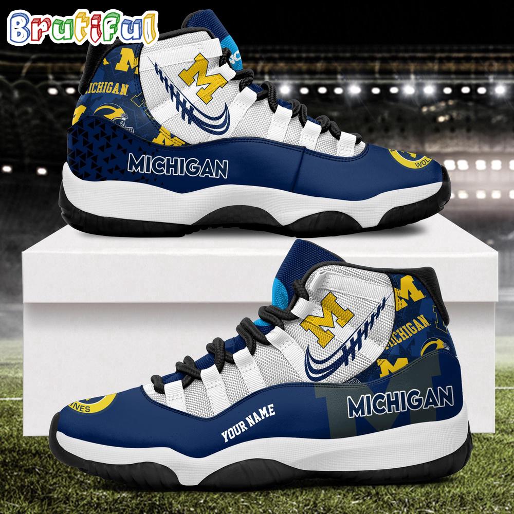 NCAA Michigan Wolverines Sport Logo Team Personalized Air Jordan 11 Shoes