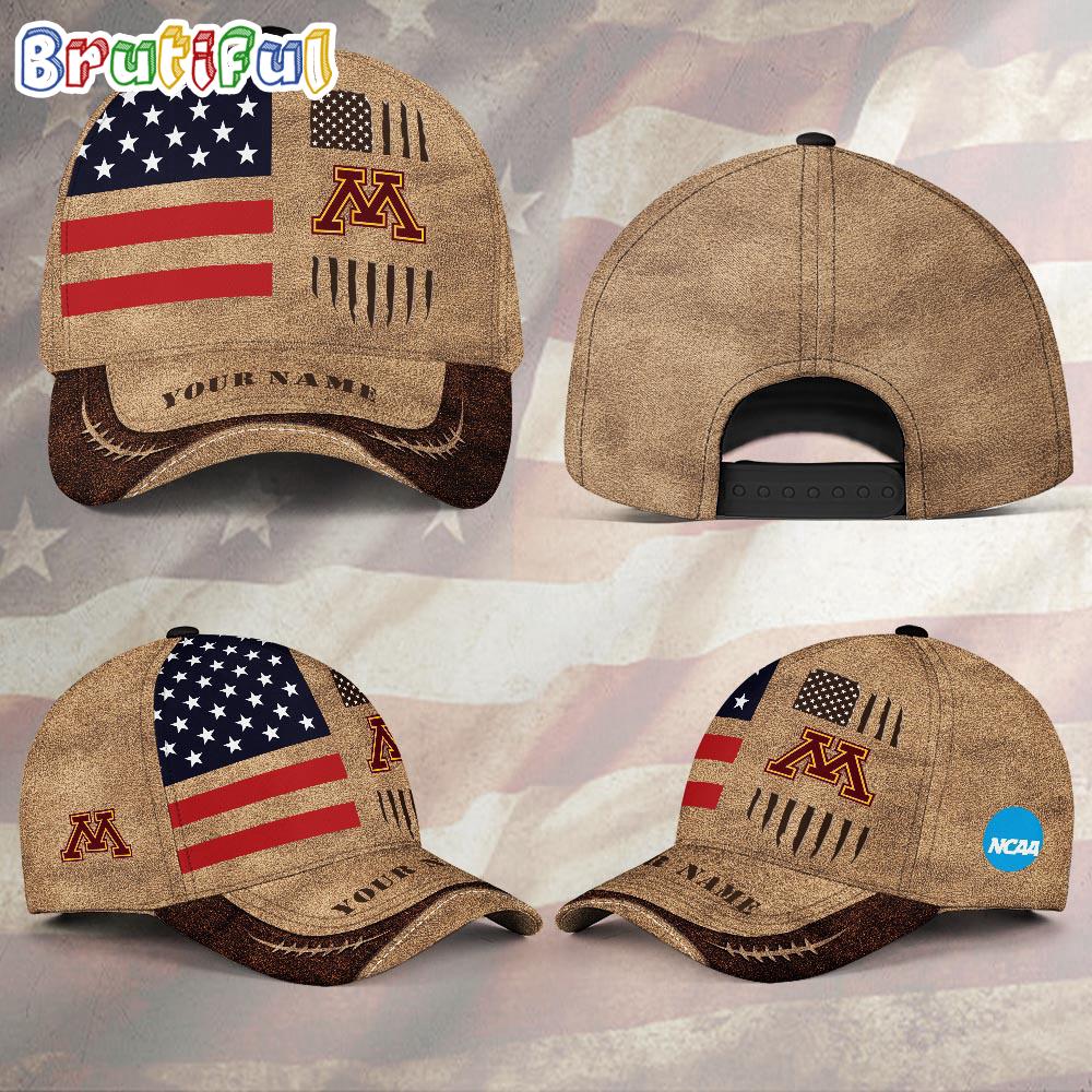 NCAA Minnesota Golden Gophers Sport Team Pesonalized American Flag Baseball Cap