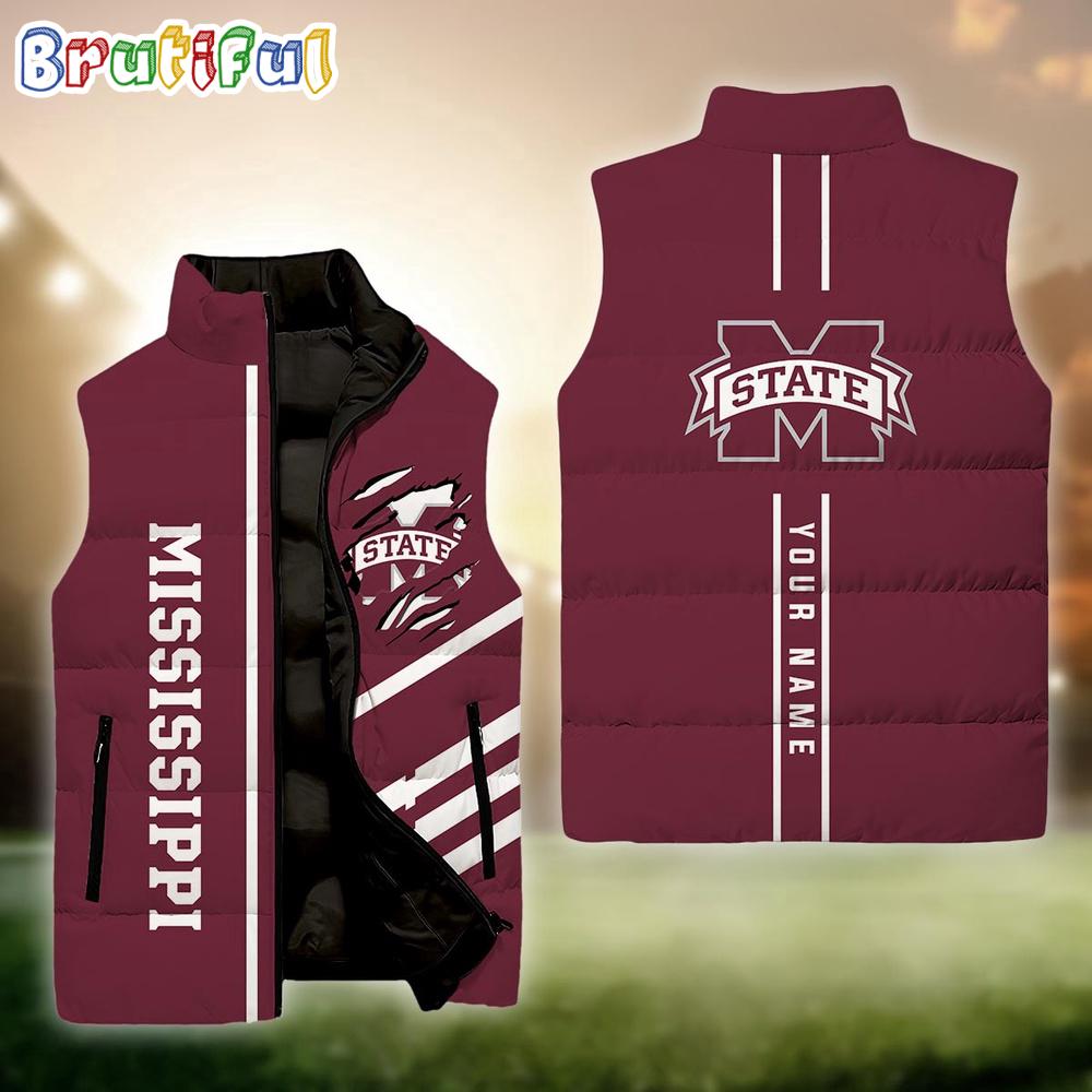 NCAA Mississippi State Bulldogs Sport Team Personalized Sleeveless Down Puffer Jacket
