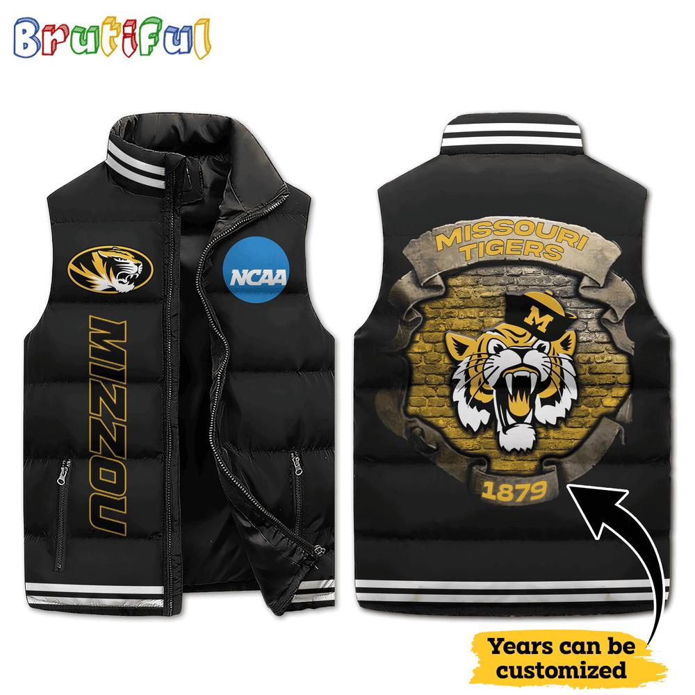 NCAA Missouri Tigers Mascot Sporty Design Sleeveless Puffer Jacket