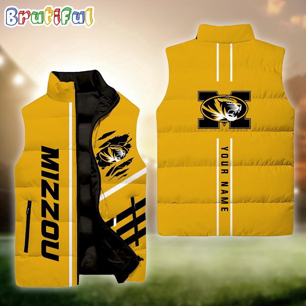 NCAA Missouri Tigers Sport Team Personalized Sleeveless Down Puffer Jacket