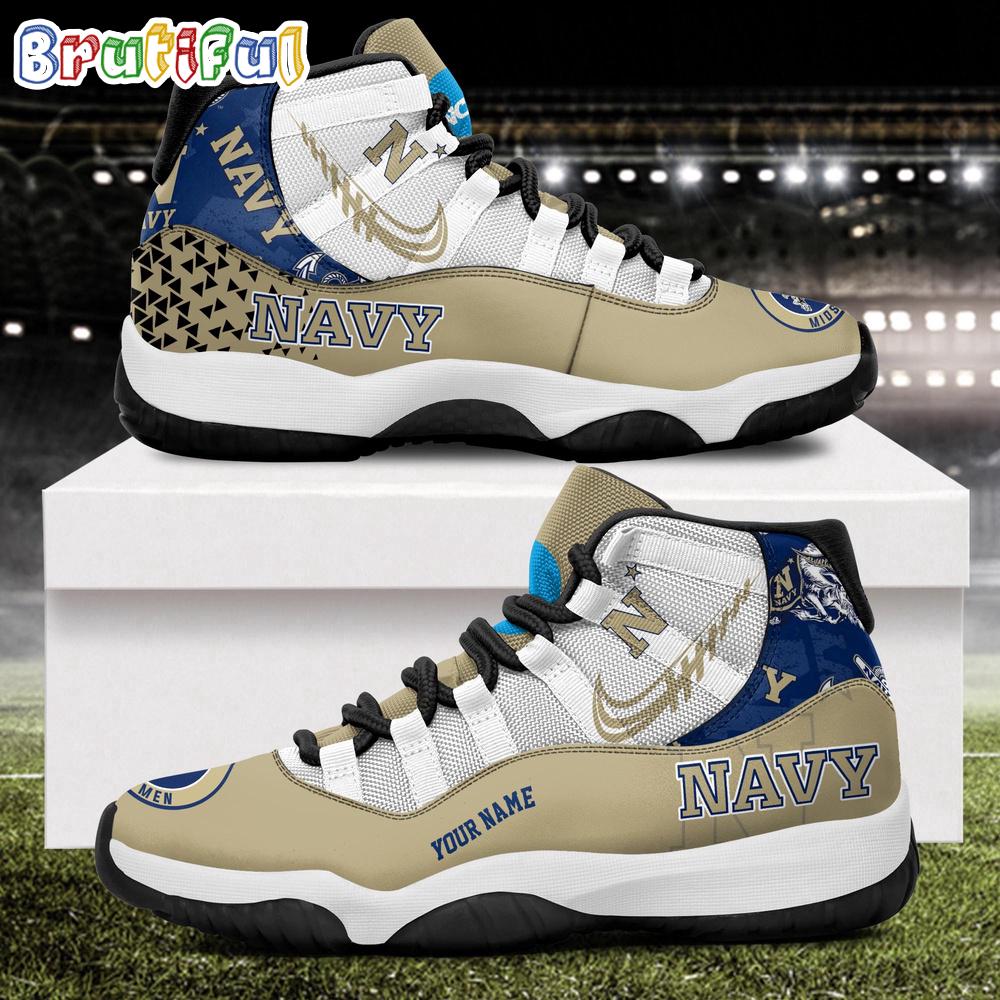 NCAA Navy Midshipmen Sport Logo Team Personalized Air Jordan 11 Shoes