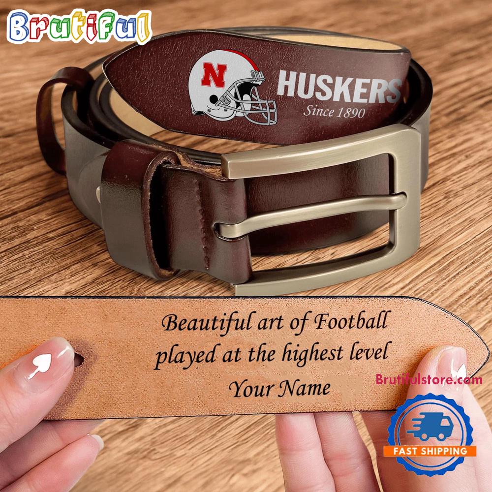 NCAA Nebraska Cornhuskers Sport Logo Helmets Men's Leather Belt